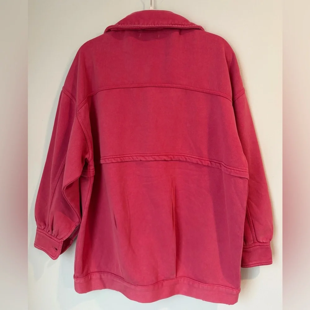 FREE PEOPLE We The Free Dawson Chore Jacket OVERSIZED Pink Painted Roses  XS/S/M